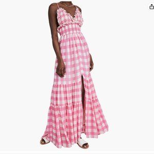 Sundress barbie pink and white gingham maxi dress - $185